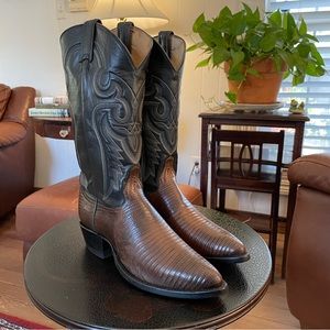 Tony Lama Teju Lizard Two Tone Western Boots men’s size 8D